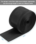 Black floor cord protector for carpet and office cables, 4 inch by 100 feet, rolled for easy storage and cable management.