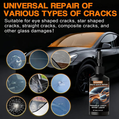 5 Minute Windshield Crack Repair Kit For Chips And Cracks, Pro Grade Auto Glass Rock Chip Repair Tool with repair examples