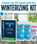 Winterizing Kit For Pools Up To 12,000 Gallons with shock, oxidizer, and winterizer packets for above ground and in ground pools.