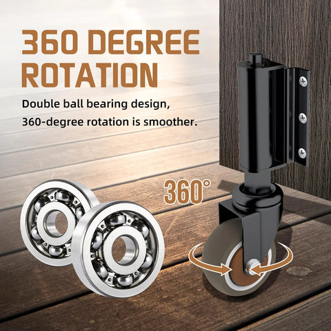 2 Inch Gate Wheel Caster for Wooden Gates, 80 Lb Capacity, durable steel assembly with 360-degree rotation and spring-loaded design