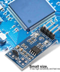 Close-up of Five Pack Hall Effect Sensor Switch Modules, Linear Magnetic Sensor 3.3V on a blue circuit board, featuring digital and analog output.