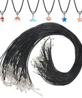 Black Waxed Cotton Necklace Cords 24 Inch With Clasps Bulk 50 Pieces For Jewelry Making Beading Charms Pendants Bracelets DIY Craft Supplies Ideal For Charm Beads And Pendant Projects Durable And Flexible displayed in bulk with attached clasps and extension chains