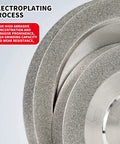 Built Solid Workhorse 3 Inch Flat Diamond Grinding Wheel Half Inch Bore Grit 150 close-up of electroplated surface detail.