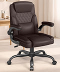 Premium Mid Back Leather Executive Office Chair Featuring Ergonomic Lumbar Support And Flip Up Armrests for comfort and style.