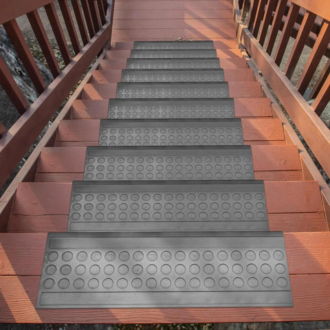 Outdoor Bullnose Stair Treads Heavy Duty Non Slip Mats For Concrete Brick And Textured Steps with wrap edge on wooden stairs