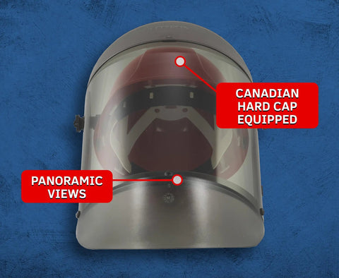 Front view of 12 Cal Arc Flash Face Shield And Hard Cap Kit For Electricians TCG Series Includes Canadian Hard Cap.