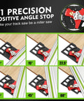Image of Heavy Duty Track Saw Square With Quick Positive Angle Stops showing adjustable angle settings for miter cuts.