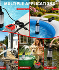 Real Deal Cordless Submersible Sump Pump Built Tough With 1000 Gph Brushless Motor And 14 8 Foot Cable For Quick Pool Draining And Heavy Duty Water Removal With Slick Drainage in use for multiple applications.