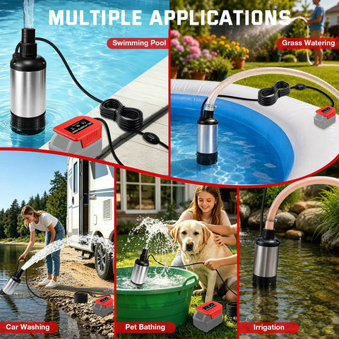Real Deal Cordless Submersible Sump Pump Built Tough With 1000 Gph Brushless Motor And 14 8 Foot Cable For Quick Pool Draining And Heavy Duty Water Removal With Slick Drainage in use for multiple applications.