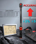 Nine Piece Torque Wrench Set With Dual Range Click Wrenches In One Quarter, Eighths, And One Half Inch Drive for precision tightening