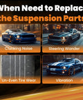 Ford Mustang Rear Upper And Lower Tubular Control Arm Kit With Hardware For 1979 2004 Camber Arms Beefed Up Performance Suspension Upgrade For Street Track Use Today clunking noise, steering wander, uneven tire wear, vibration