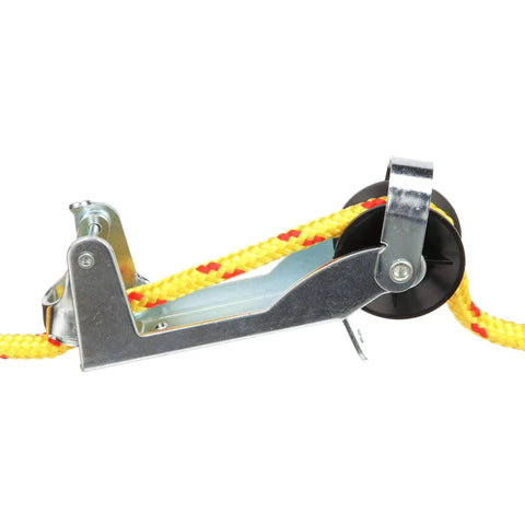 Lift And Lock Anchor Line Control For Boats, Built Tough Zinc Plated Steel Rope Pulley System, Fits One Quarter To Seven Sixteenths Inch Anchor Line, Rustproof Nylon Pulley