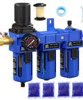 Three Eighths Inch NPT Air Compressor Water Separator Filter Regulator Lubricator Combo With Brass Filter Desiccant Dryer