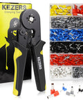 Ferrule Crimping Tool Kit With Self Adjustable Ratchet Pliers For AWG 23 To 7 1250 Insulated Wire Terminals And Wire Ferrules