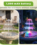 6.5W Solar Bird Bath Fountain With Lights, 3 Tier DIY Water Feature, Detachable Solar Pump For Garden, Patio, Yard And Pond, day and night view