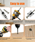 Step-by-step guide using Four Piece Countersink Drill Bit Set With Adjustable Depth Stop And L Shape Wrench For Woodworking HSS Four Blade Countersink Bits For Wood And Plastic DIY Pros Will Love Case Included.