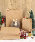 Bulk Kraft Paper Bags With Handles 50 Pieces 26x12x31 Cm Takeout Coffee Grocery Shopping Bags with holiday decorations
