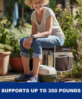 Foldable Garden Kneeler Seat With Detachable Cloud Kneeler Pad, heavy duty stool with tool bags, supports up to 350 lbs