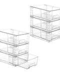 Kick Your Storage Game Up With This Six Pack Clear Acrylic Stackable Storage Drawers Featuring Smooth Handles And Removable Dividers Perfect For Kitchen Fridge Pantry Cabinet Organization That Clears Mess Quick Without A Sweat.