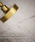 Purist Three Function Showerhead With 1.75 GPM Flow Vibrant Brushed Moderne Brass Finish Durable Plastic Construction No Fuss Install