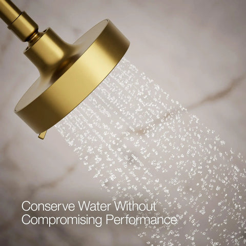 Purist Three Function Showerhead With 1.75 GPM Flow Vibrant Brushed Moderne Brass Finish Durable Plastic Construction No Fuss Install