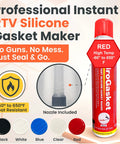 Industrial RTV Silicone Gasket Maker Sealant With Auto Dispensing Nozzle, shown in red bottle, highlighting temperature resistance up to 650°F