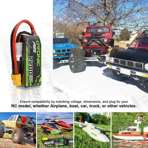 3S 11.1V 2200mAh LiPo Battery 35C Burst 70C With XT60 Connector for RC vehicles including airplanes and cars