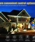 150 Ft 2-In-1 Eaves And Ground LED String Lights With App And Remote Control on house roof, outdoor RGB lighting