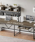 L Shaped Desk With Power Outlet And LED Lights, 94.5 Inch Home Office Desk With Keyboard Tray, Pegboard, and Storage Shelves