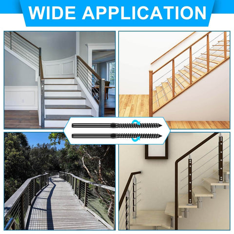 Various deck railings using 200 Pack Stainless Steel Left And Right Handed Thread Swage Lag Screws One Eighth Inch For Wood Posts