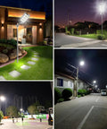 Badass Durable Solar Street Light Waterproof Outside With Next Level Motion Sensor illuminating a garden pathway at night.