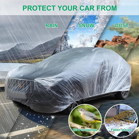 4 Pack Universal Disposable Car Covers Waterproof Plastic Car Cover For Outdoors Weather Protection Elastic Hem Fit