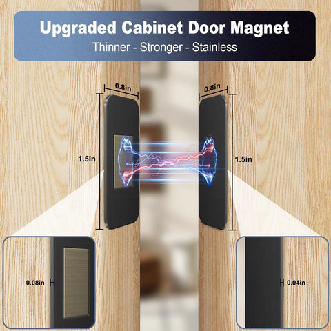 Ultra Thin No Drill Magnetic Cabinet Catch 15 Pack In Black Stainless Steel Heavy Duty Magnetic Latch With 6 Lb Hold