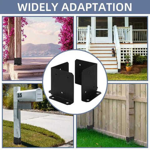 Heavy Duty Adjustable Post Base Bracket Kit For 6x6 And 8x8 Wood Posts Half Column Deck Support For Pergola Railing And Mailbox Mounts Weatherproof Black 8 Pack Built Tough For All Weather