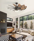 Smooth Operator Tuscan Ceiling Fan With A Slick Architectural Bronze Finish And Authentic Old World Charm in cozy living space.