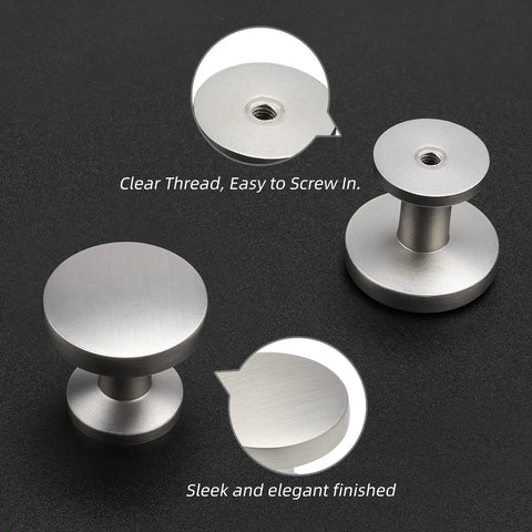 Brushed Nickel Cabinet Knobs Set 25 Pack Zinc Alloy Round Drawer Pulls for Kitchen, showcasing sleek finish and clear thread