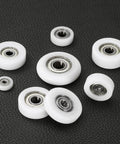 Eight Pieces Nylon Roller Bearings 8x30x10mm Double Shielded ABEC 1 Tolerance Ball Bearing Guide Flat Pulley Wheel For Furniture And Hardware Accessories Low Noise White, white nylon rollers