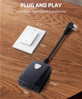 Outdoor Wireless Remote Control Dual 3 Prong Outlet Weatherproof Power Strip With Wall Mount And Handheld Switch Expandable Indoor Outdoor Heavy Duty 15A 1875W 7 Inch Cord 100 Feet Range ETL Listed, 2-outlet plug and play unit