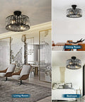 18 Inch Bangin Farmhouse Caged Industrial Ceiling Fan With Lights Whisper Quiet Motor in modern living room and dining area