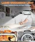 Man using 12X Square Magnifying Glass With Light And Clamp Handy Hands Free Stand Ultra Long 3 Section Arm LED Desk Lamp