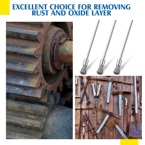 Tear Through Rust And Peeling Paint With This Heavy Duty Ten Pack Stainless Steel Wire Pen Brush featuring a tough 3mm shank.