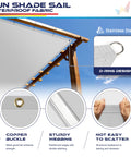 14 By 18 Foot Waterproof Sun Shade Sail With Straight Edge UV Block Outdoor Canopy Cover showing fabric details and D-ring design