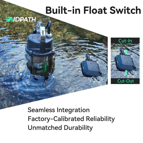 1 HP Submersible Sewage Pump With Auto Float Switch 115V 2 Inch NPT Discharge in water demonstration