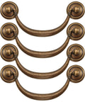 Vintage Drop Bail Drawer Pull Handle In Antique Bronze Finish, 4.5 Inch Center Hole Distance 114mm, Zinc Alloy Set of 4