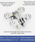 Six Packs Hidden Door Hinges Cross Style 180 Degree Concealed Hinges For Doors And Kitchen Cabinets In Tough Stainless Steel shown