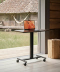 Rollin Laptop Standing Desk With Adjustable Height On Wheels Mobile T Base With Locking Casters Sit Stand Workstation
