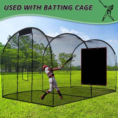 Backyard Baseball Batting Cage Backstop Built From Heavy Duty Vinyl Tarp 4x6 Foot With Copper Grommets And Bungee Ropes for Hitting