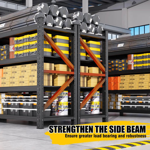Heavy Duty Metal Storage Shelves For Garage, Adjustable Workshop Rack With Rust Resistant Steel Build, Rock Solid No Nonsense Shelving Unit For Bulky Gear And Toolboxes, Built Tough As Nails
