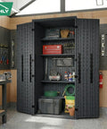 Heavy Duty Tall Outdoor Storage Cabinet 28 Cu Ft Garage Organizer With 4 Adjustable Shelves Lockable Double Doors Weatherproof