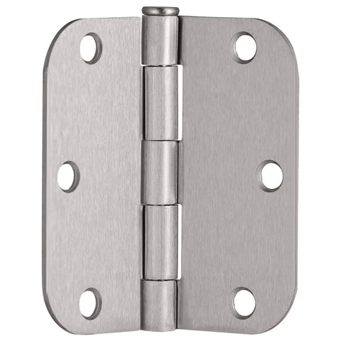Sturdy Steel Interior Door Hinges 3.5 In By 3.5 In Rounded 5/8 In Radius Satin Nickel 10 Pack Pre Lubricated No Squeak Water Resistant
